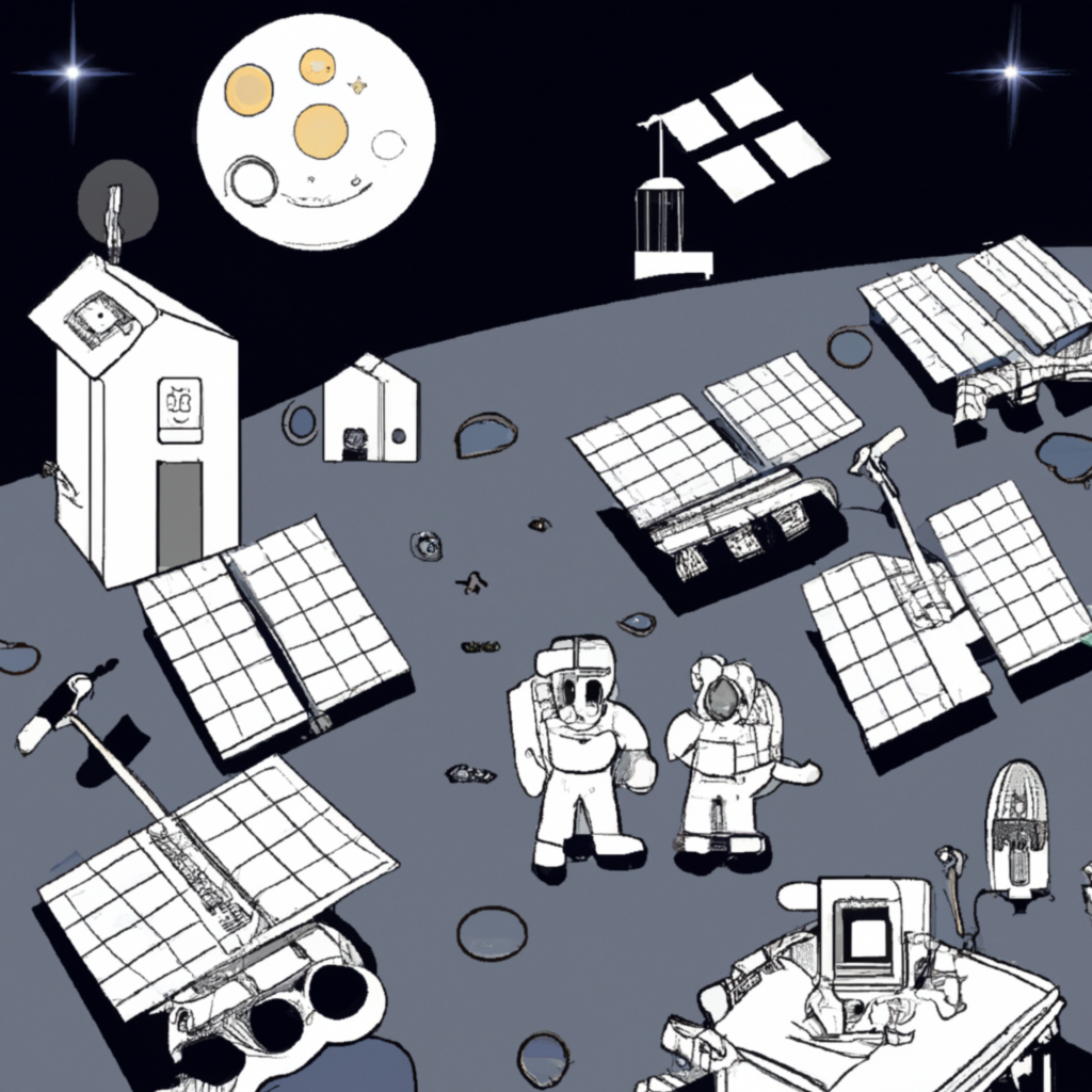 drawing of a lunar settlement