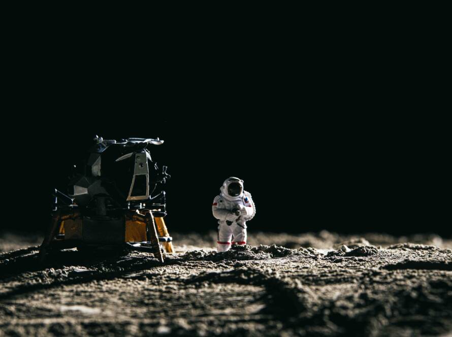 figurine of astronaut in space