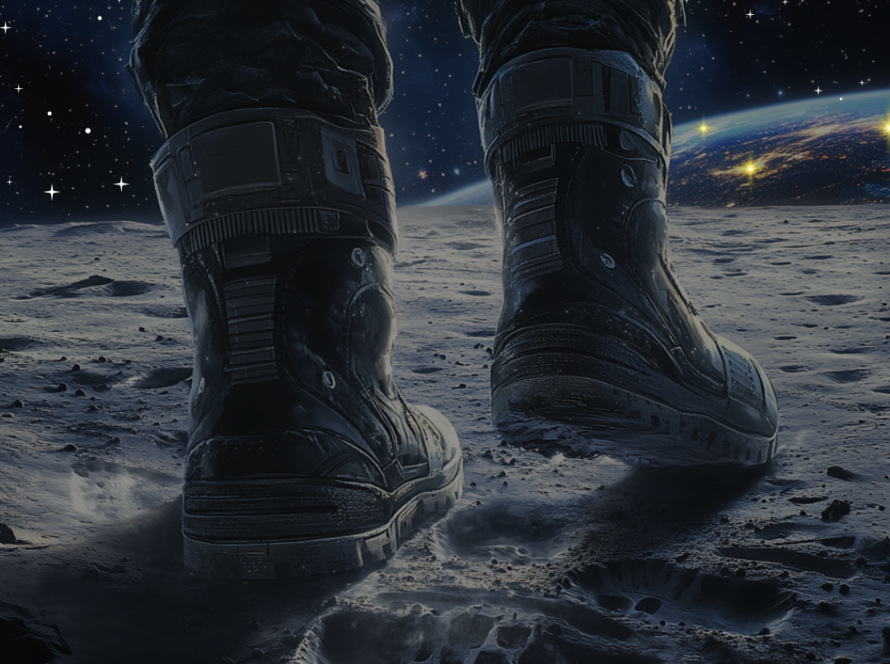 AI generated image of an astronaut walking on the moon