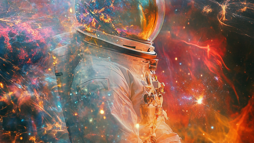 Abstract astronaut amongst the cosmos