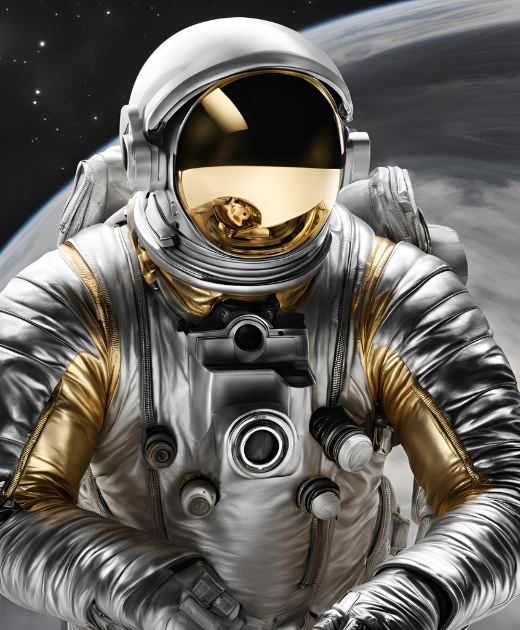 photo realistic astronaut from the waist up